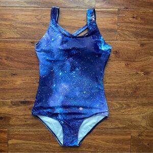 American Trends Women's Sz Small One Piece Swimsuit Criss Cross Back Starry Sky